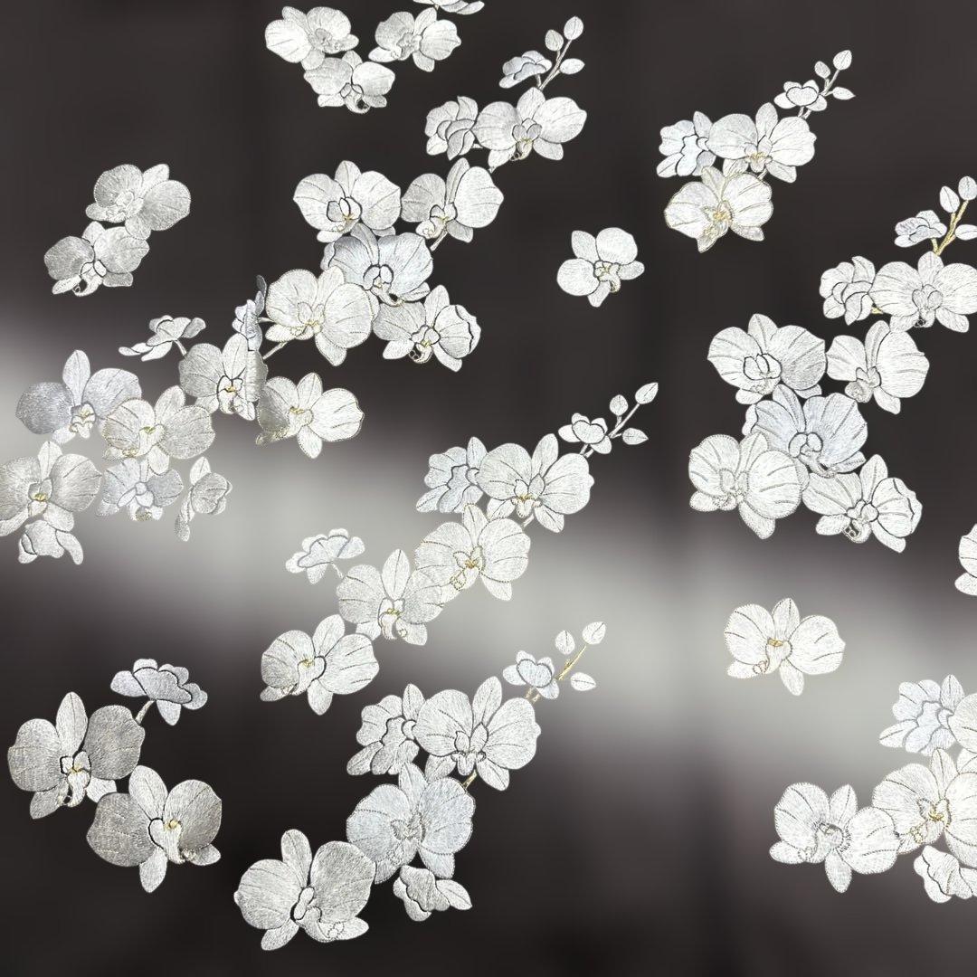 総刺繍 胡蝶蘭 こげ茶 訪問着