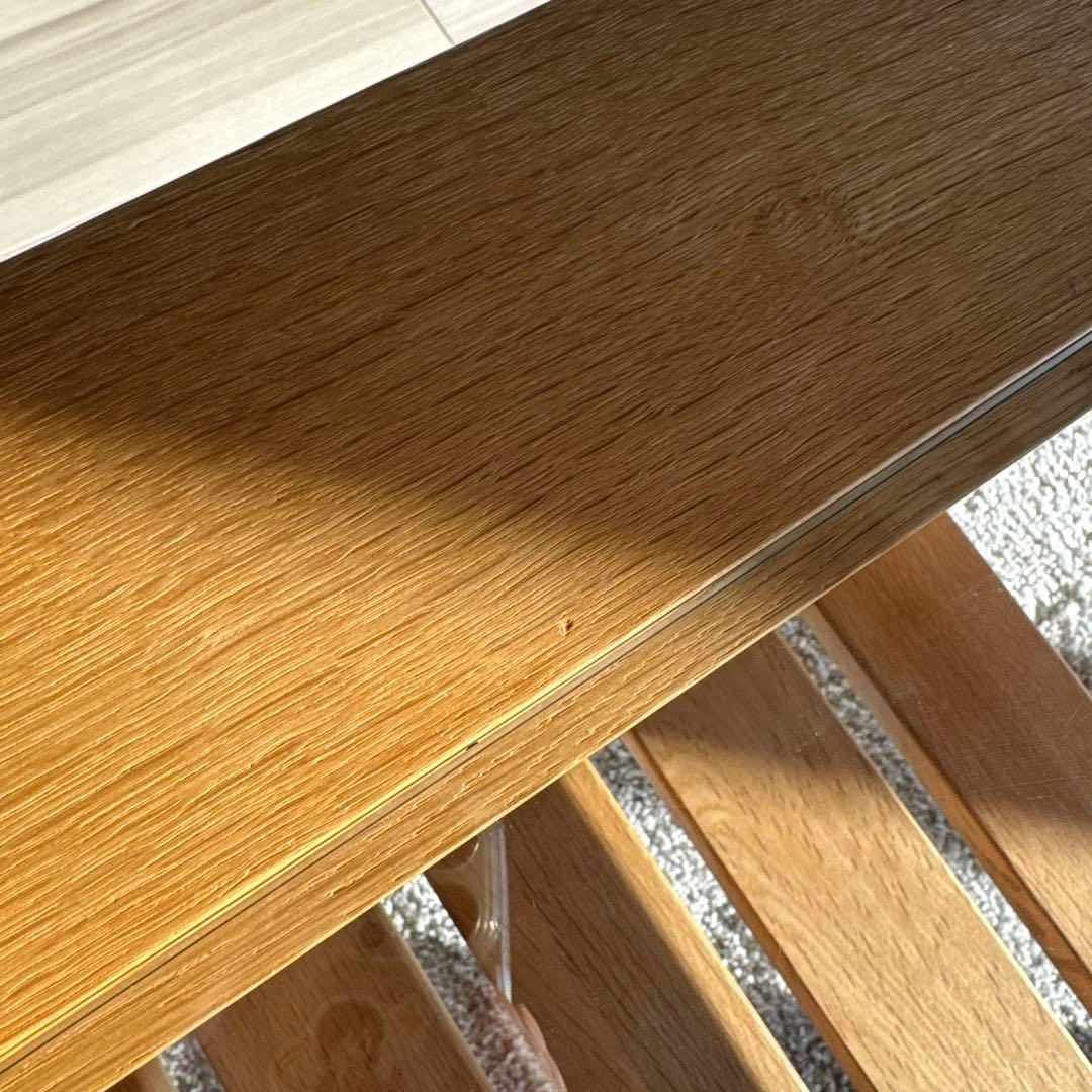 Keyuca木製センターテーブル ガラストップ