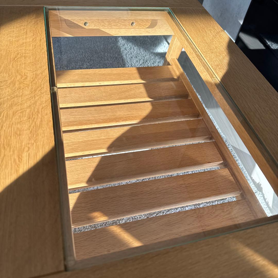 Keyuca木製センターテーブル ガラストップ