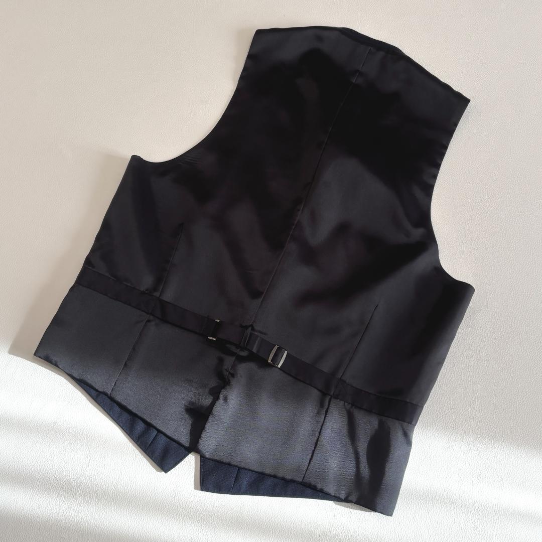 スーツセレクト ビジネススーツ 3ピース ベスト 無地 A4 S相当 ネイビー