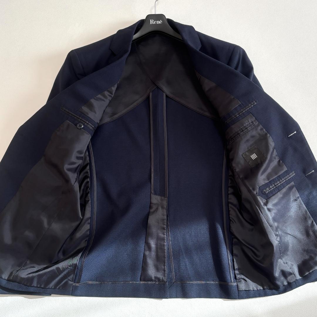 スーツセレクト ビジネススーツ 3ピース ベスト 無地 A4 S相当 ネイビー