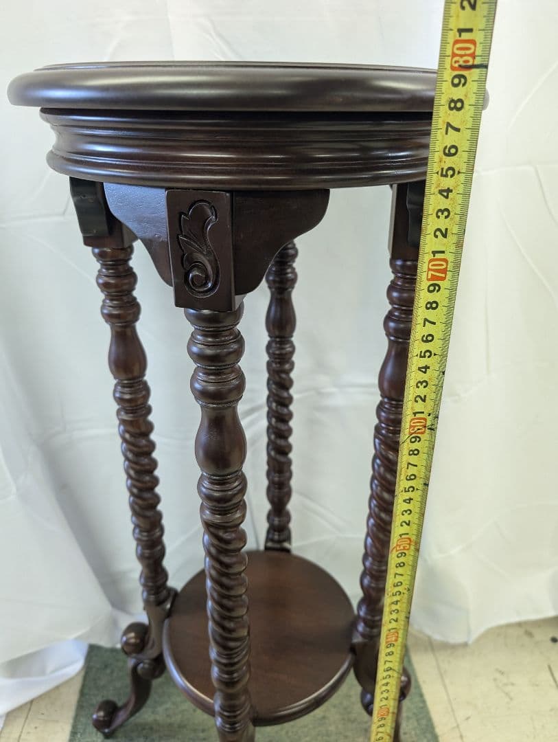 花台 ツイストレッグ 猫脚 飾り台 サイドテーブル 英国式 マホガニー レトロ