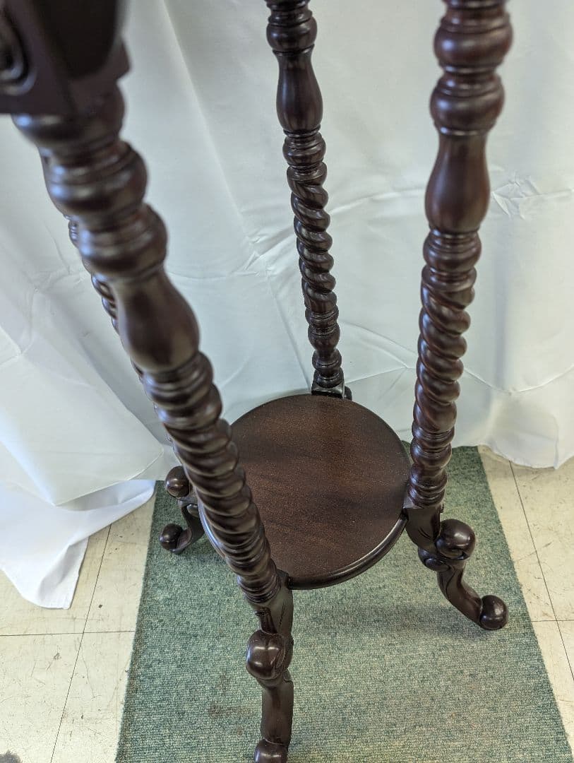 花台 ツイストレッグ 猫脚 飾り台 サイドテーブル 英国式 マホガニー レトロ