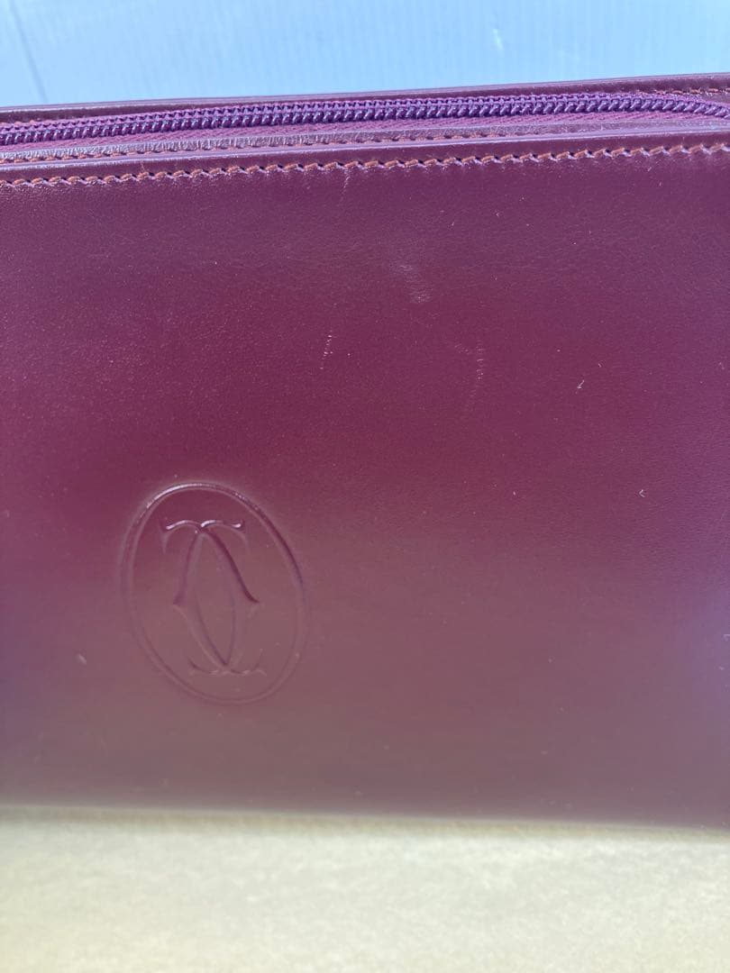 美品！【Cartier】マストライン レザー クラッチ、セカンドバッグ ボルドー