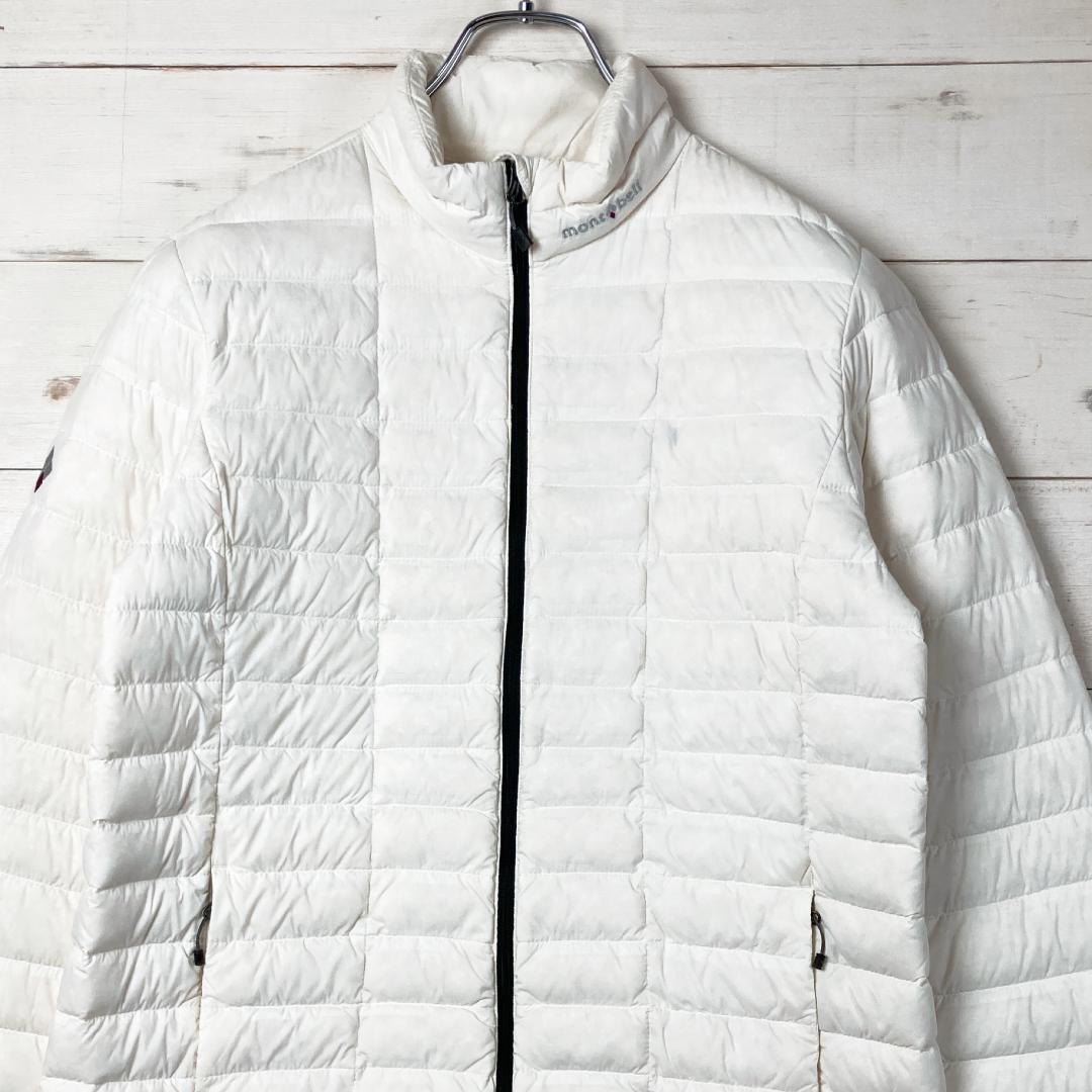 モンベル　ライトダウンジャケット　薄手　ロゴ刺繍　白　L100　12