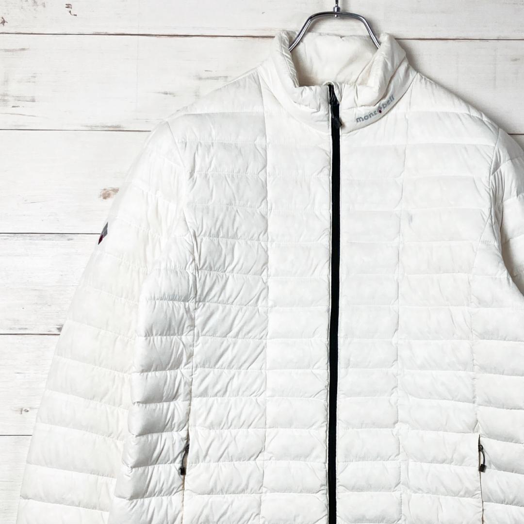 モンベル　ライトダウンジャケット　薄手　ロゴ刺繍　白　L100　12