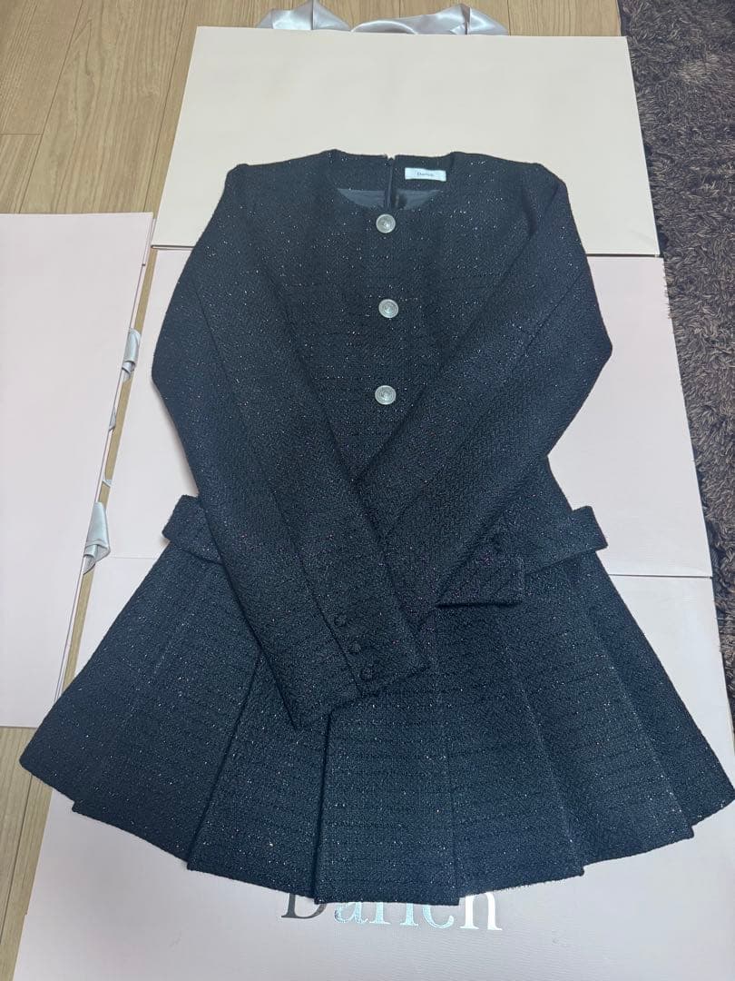 Darich ボックスプリーツツイードミニワンピース