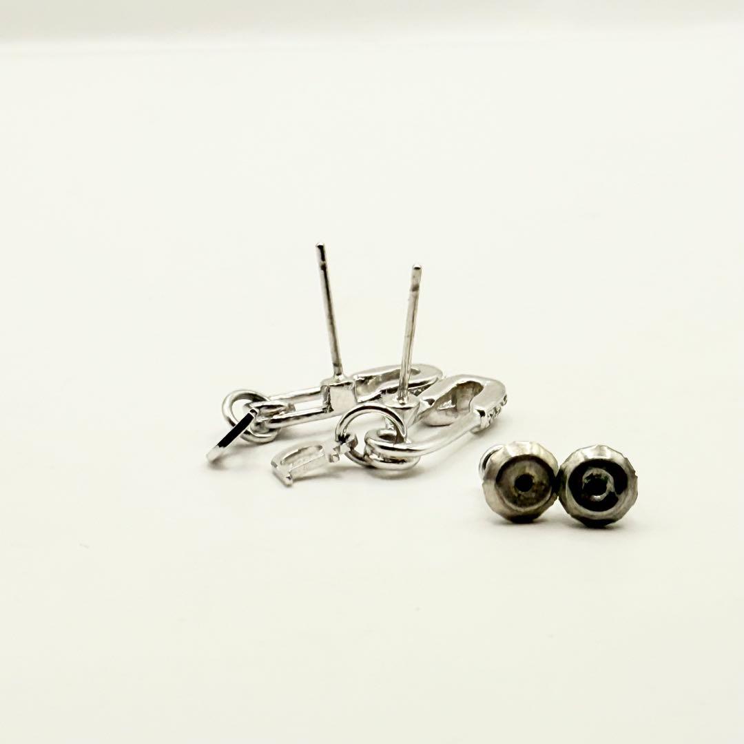 【美品】Dior ディオール　ピアス　クリップモチーフ　ライトストーン　シルバー