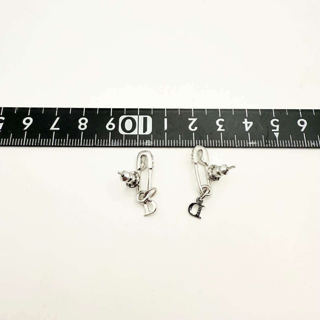 【美品】Dior ディオール　ピアス　クリップモチーフ　ライトストーン　シルバー