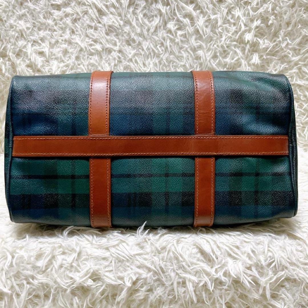 ポロラルフローレン ミニボストンバッグ PVC ブラックウォッチ ブラシ付