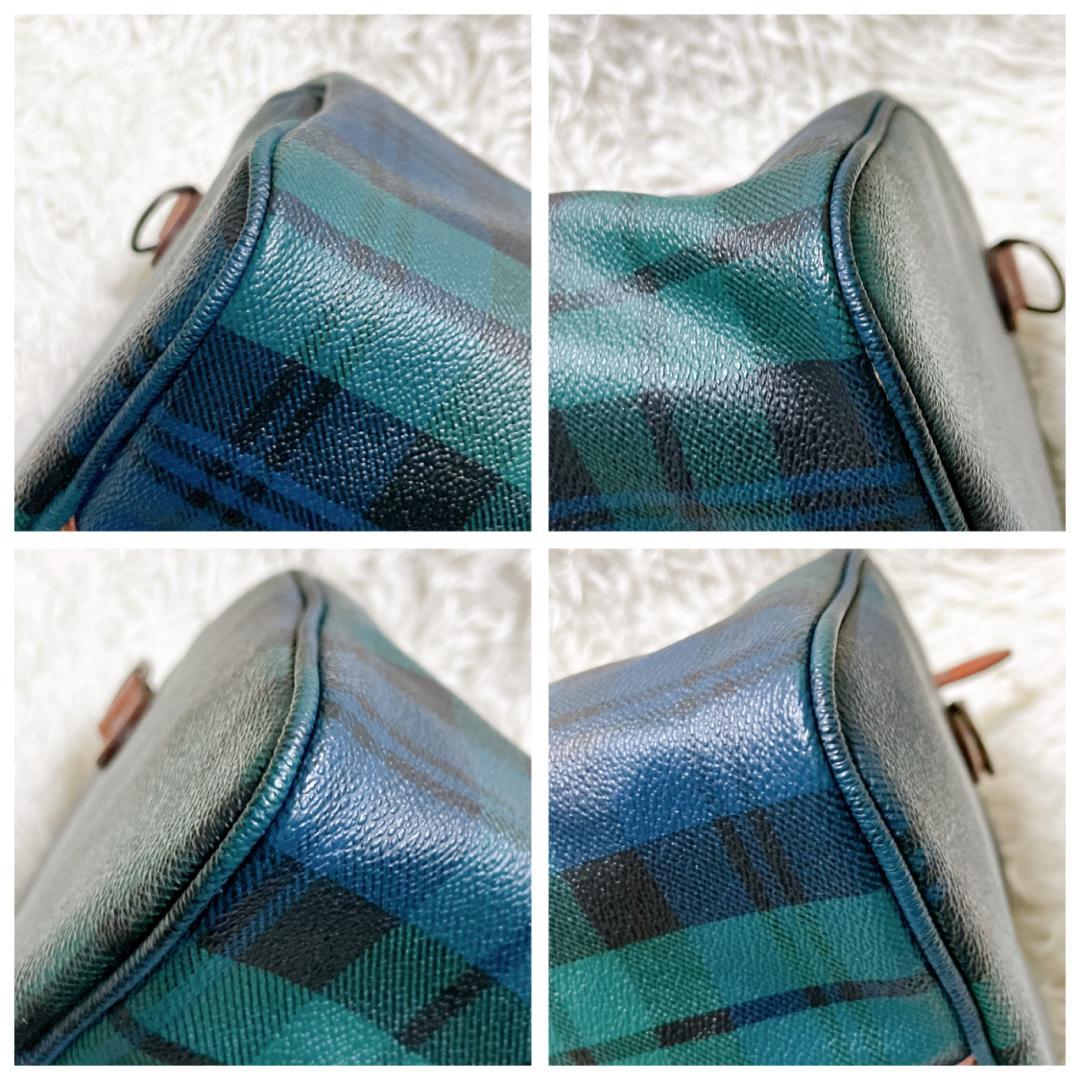 ポロラルフローレン ミニボストンバッグ PVC ブラックウォッチ ブラシ付