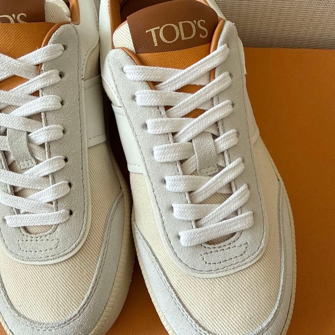 TOD'Sレザースニーカー ホワイト/ブラウン　36新品