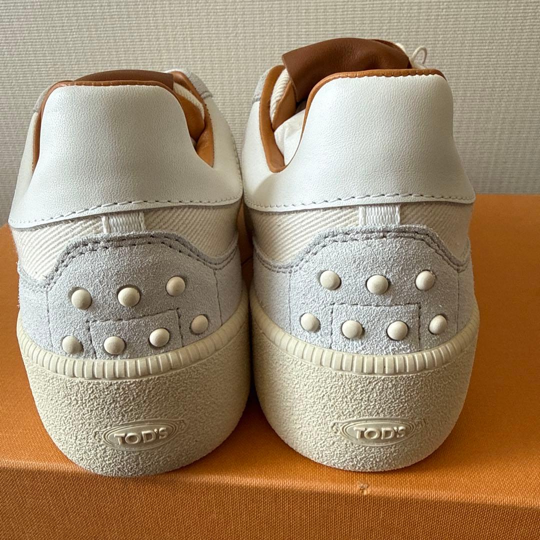 TOD'Sレザースニーカー ホワイト/ブラウン　36新品