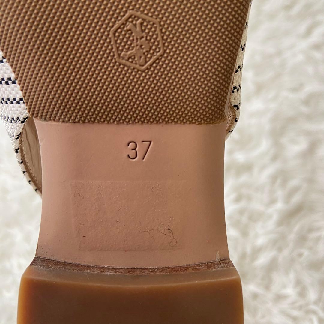 極美品✨ペリーコ バックストラップ ミュール ポインテッドトゥ ストライプ