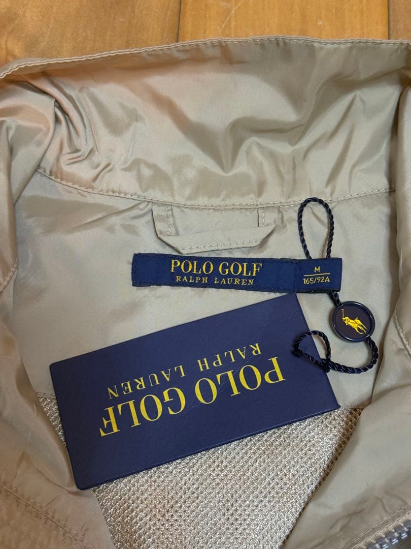【新品】Polo Golf 刺繍 ナイロンジップベスト ベージュ ポロゴルフ M