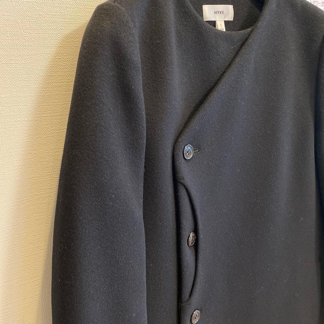 【ほぼ新品】HYKE ハイク ウール×カシミア ノーカラーコート