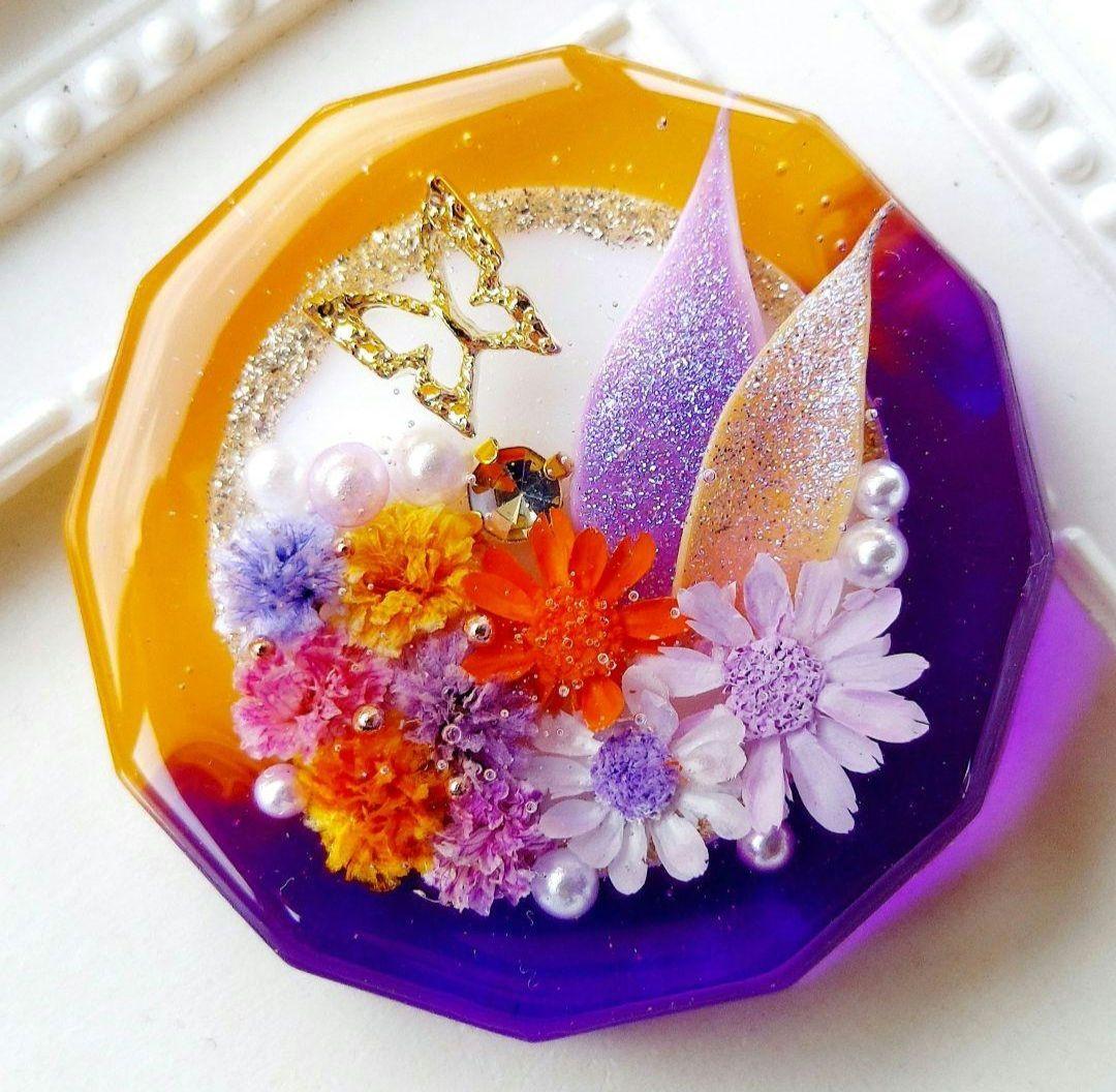 【1620】もちもち　レジン　アキレア　ヘアゴム　ポニーフック　ブロ―チ