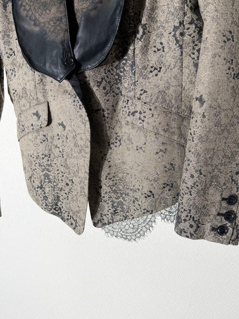 シェアスピリット レザー切り替え レース装飾 総柄テーラードジャケット