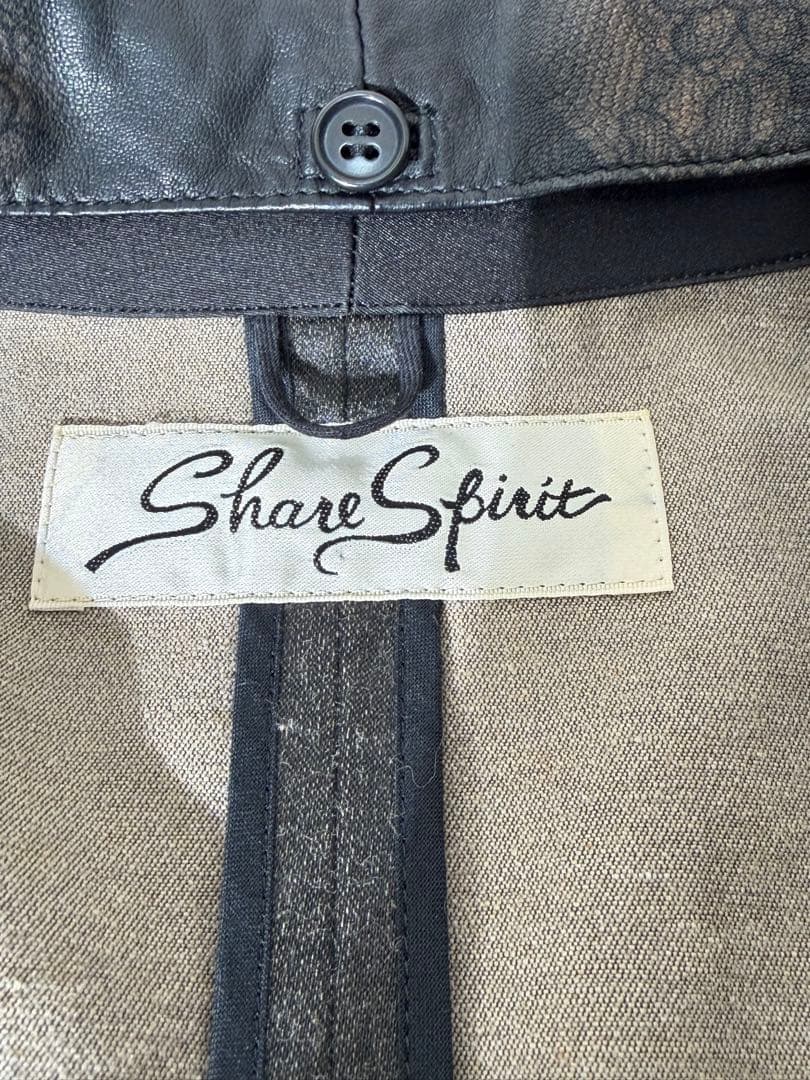 シェアスピリット レザー切り替え レース装飾 総柄テーラードジャケット