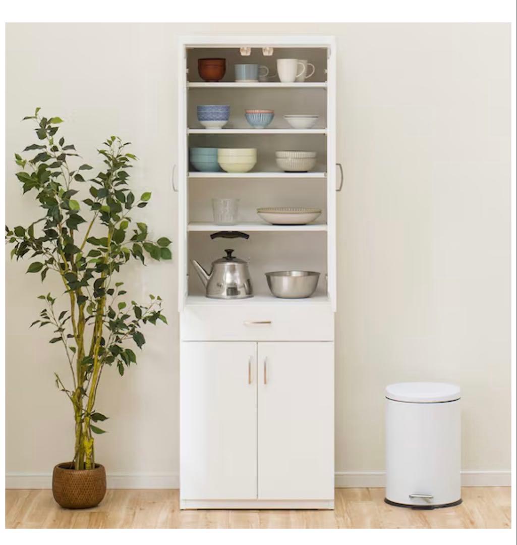 【送料込】ニトリ　食器棚　コパン T 60DB WH キッチン収納