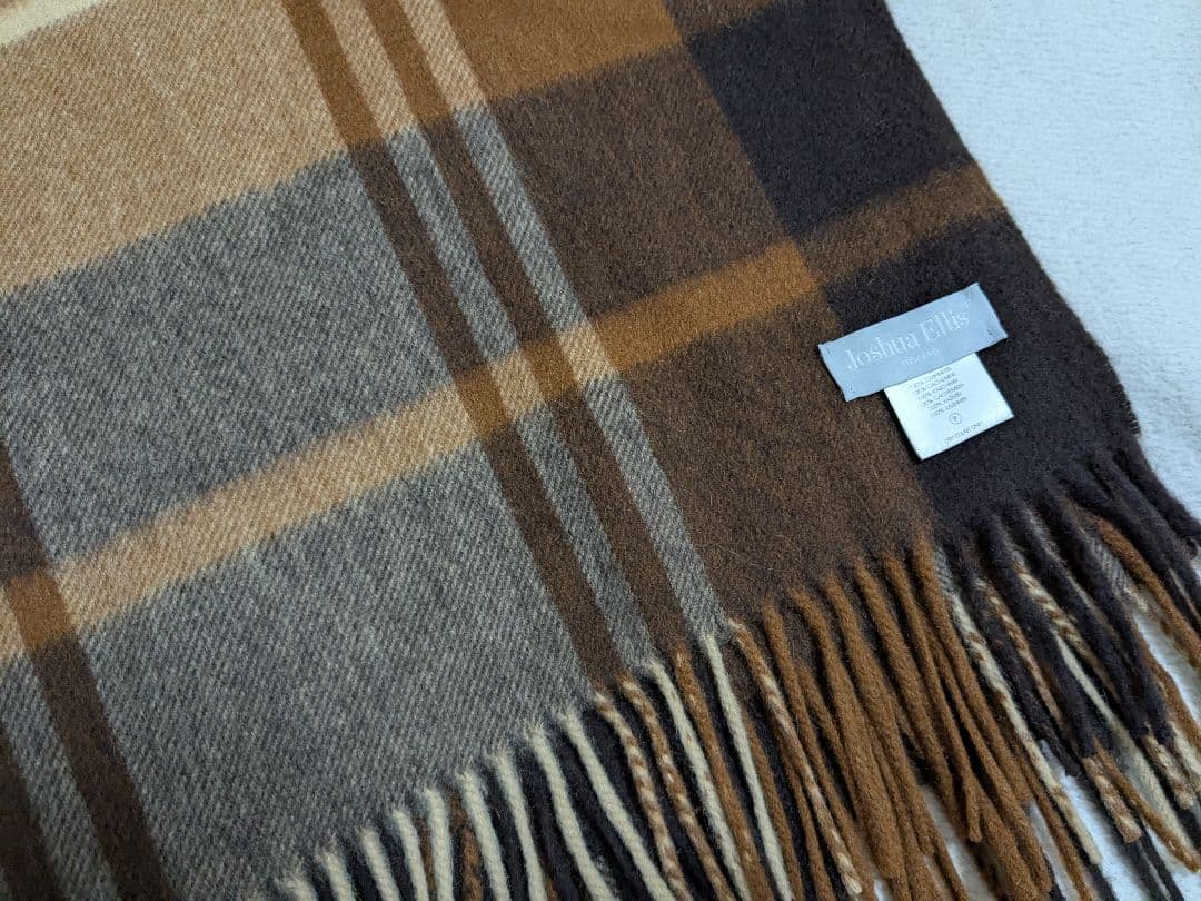 【美品】Joshua Ellis　大判ストール 　カシミヤ100%　チェック