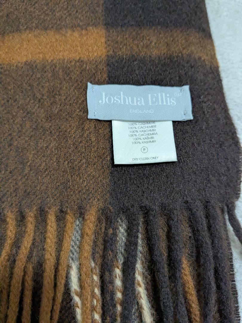 【美品】Joshua Ellis　大判ストール 　カシミヤ100%　チェック