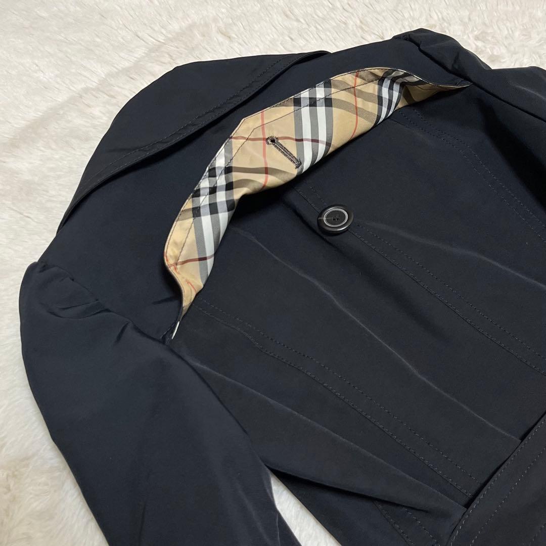 美品　バーバリー　ブルーレーベル　トレンチコート　ノバチェック　ベルト　黒　M