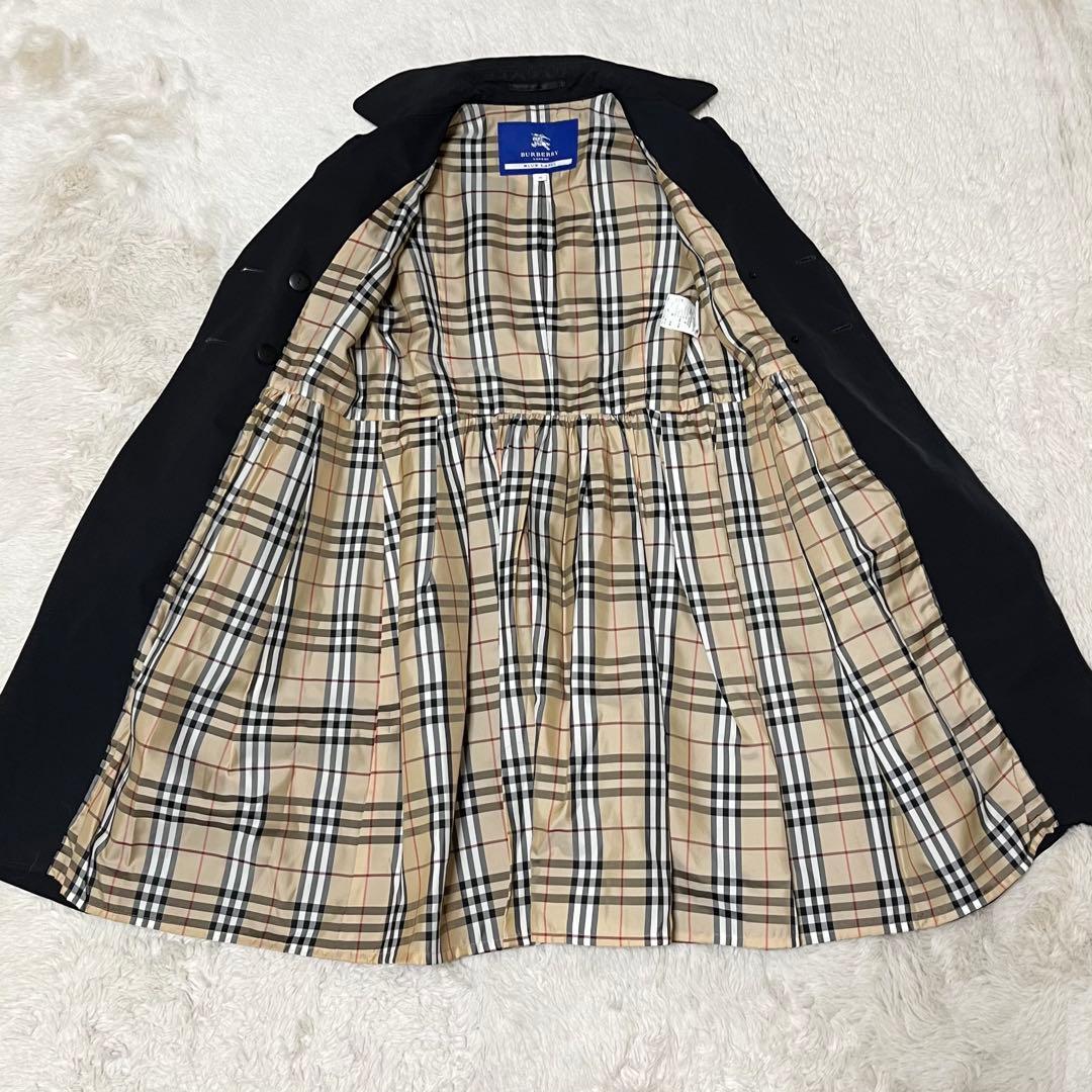 美品　バーバリー　ブルーレーベル　トレンチコート　ノバチェック　ベルト　黒　M
