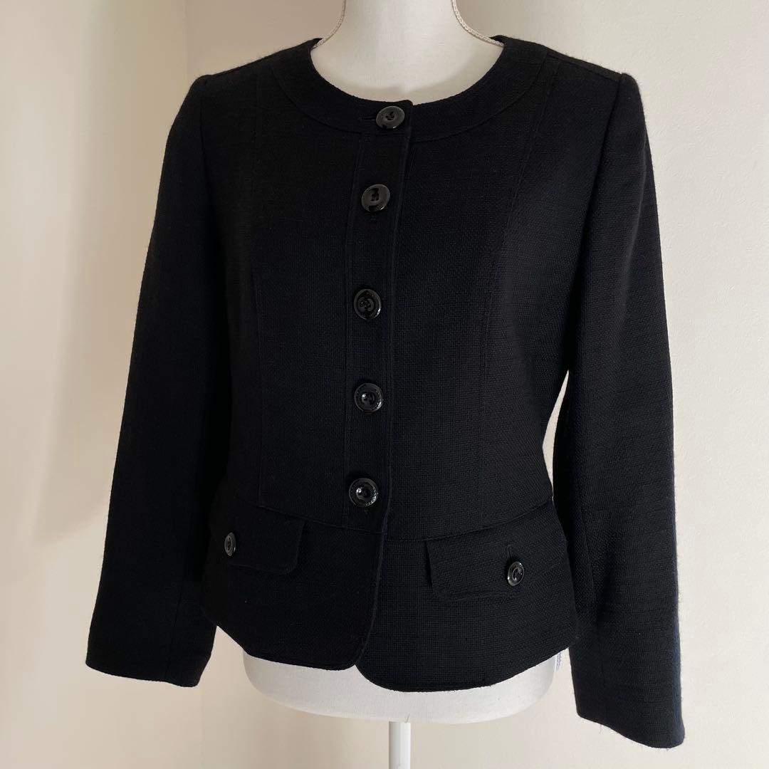 【美品】サイズ44 Burberry ノーカラージャケット 黒　日本製