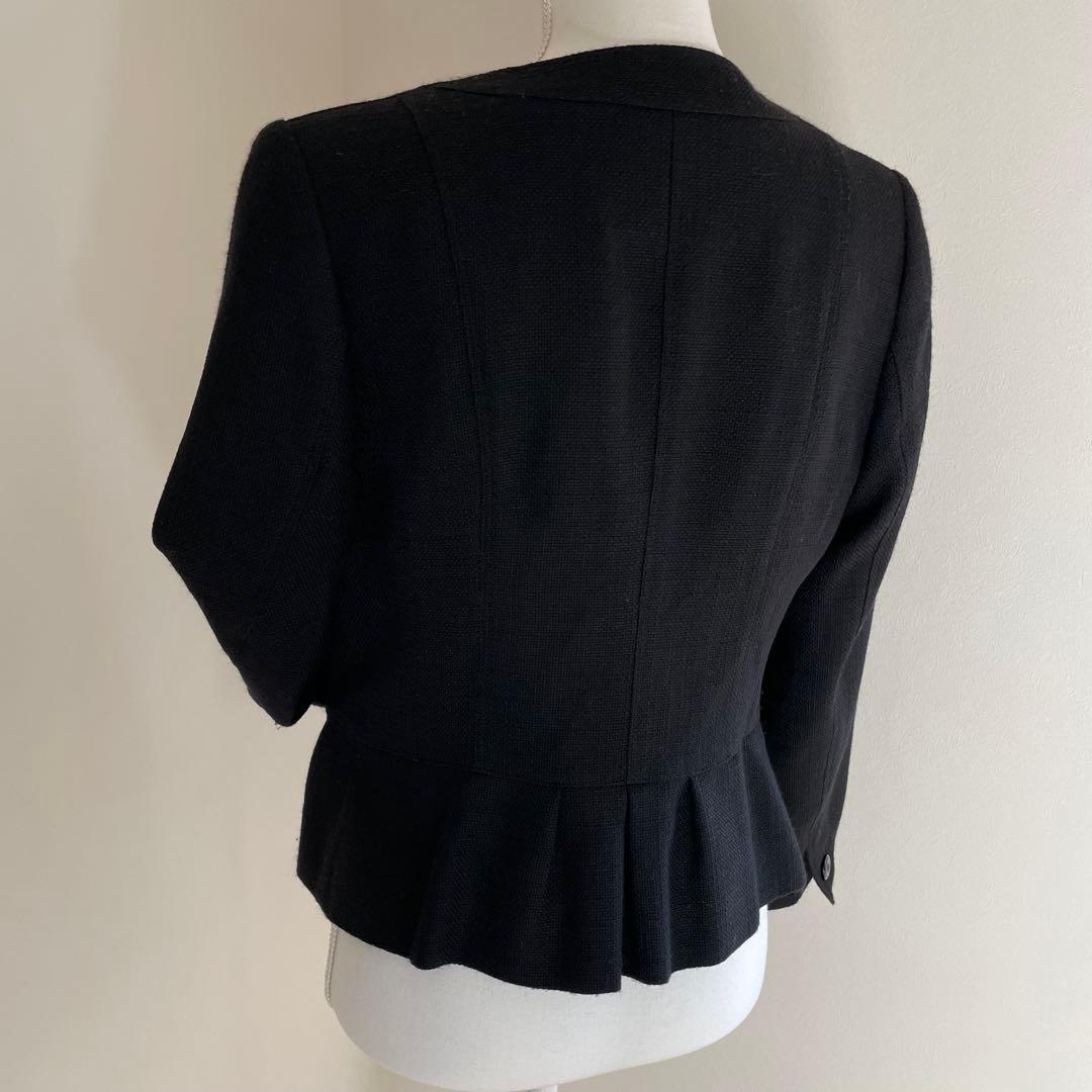 【美品】サイズ44 Burberry ノーカラージャケット 黒　日本製