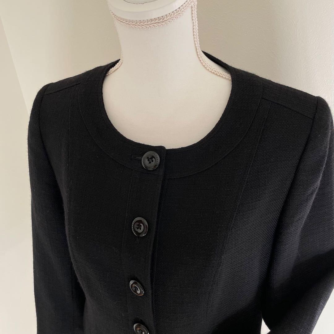 【美品】サイズ44 Burberry ノーカラージャケット 黒　日本製