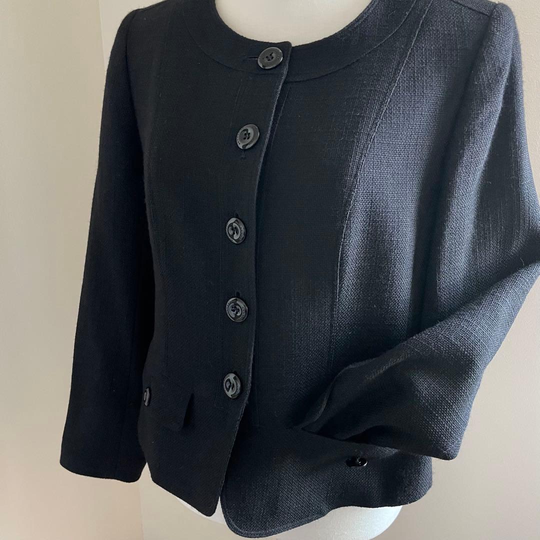 【美品】サイズ44 Burberry ノーカラージャケット 黒　日本製