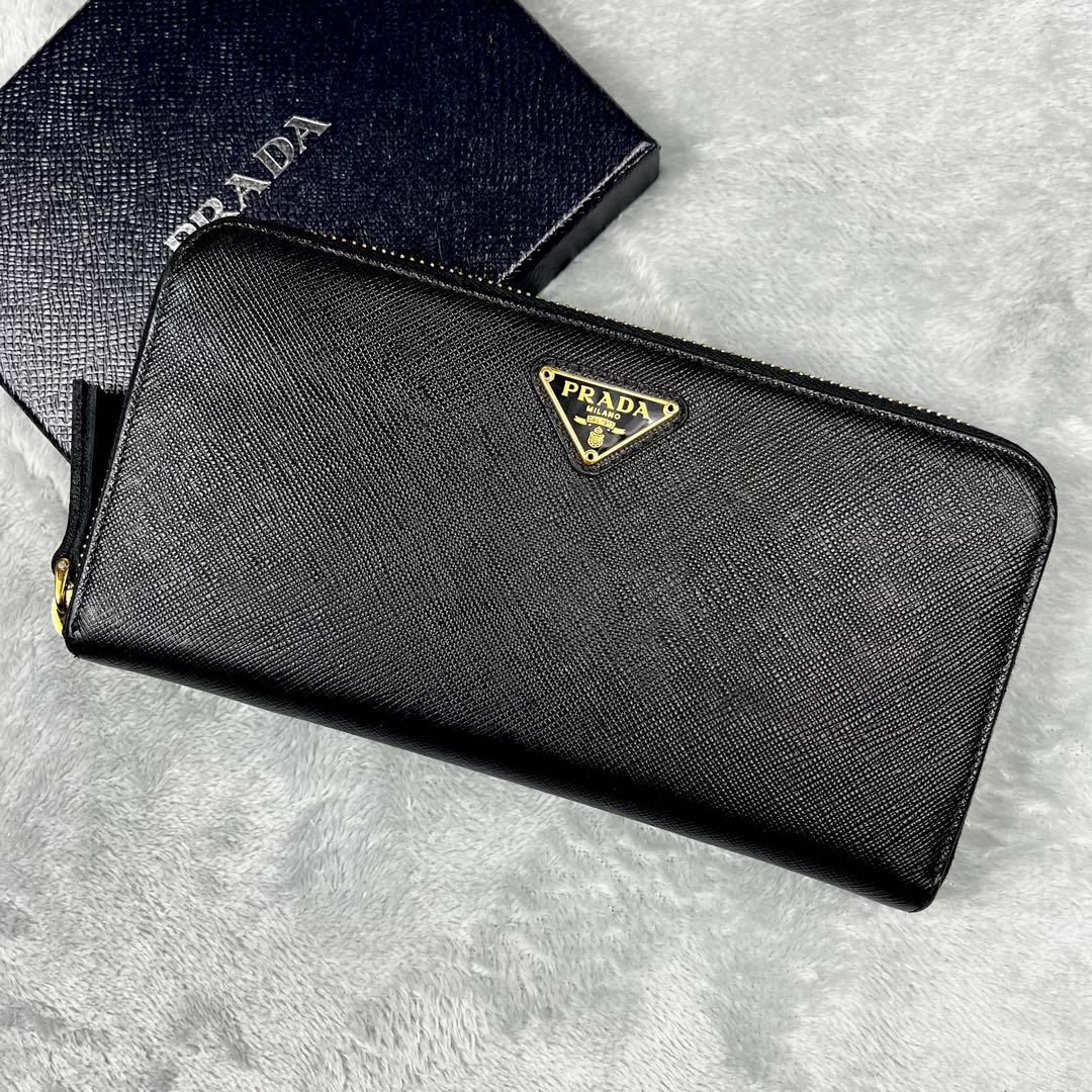 Prada プラダ ラウンドファスナー 長財布 ブラック 黒 三角ロゴ