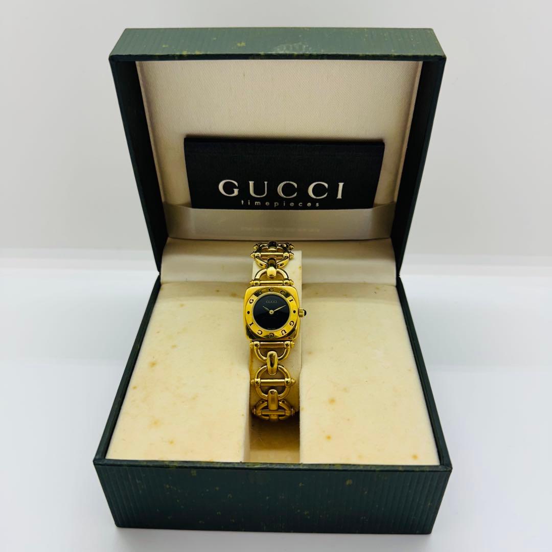 ✨GUCCI✨6400L✨黒文字盤✨ゴールド✨クオーツ✨腕時計✨箱・付属品付き✨