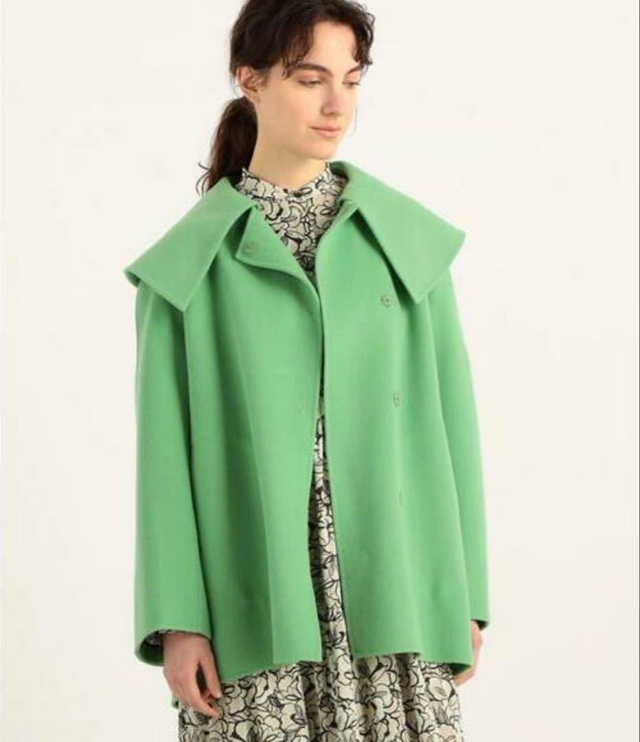 TOMORROWLANDトゥモローランドウールビーバーメルトンビッグカラーコート