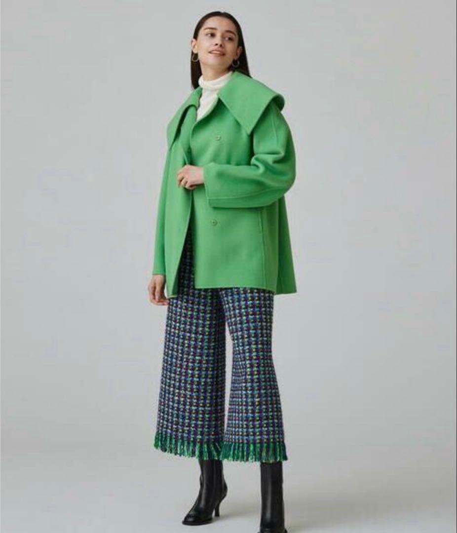 TOMORROWLANDトゥモローランドウールビーバーメルトンビッグカラーコート