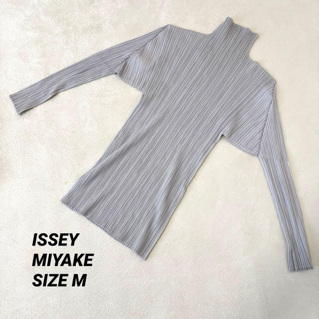 ISSEY MIYAKE プリーツ　長袖　ハイネック　グレー　オーバーサイズ