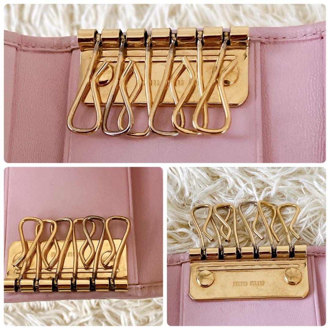 ギャランティ箱付✨ ミュウミュウ キーケース マテラッセ ピンク系 レザー ロゴ