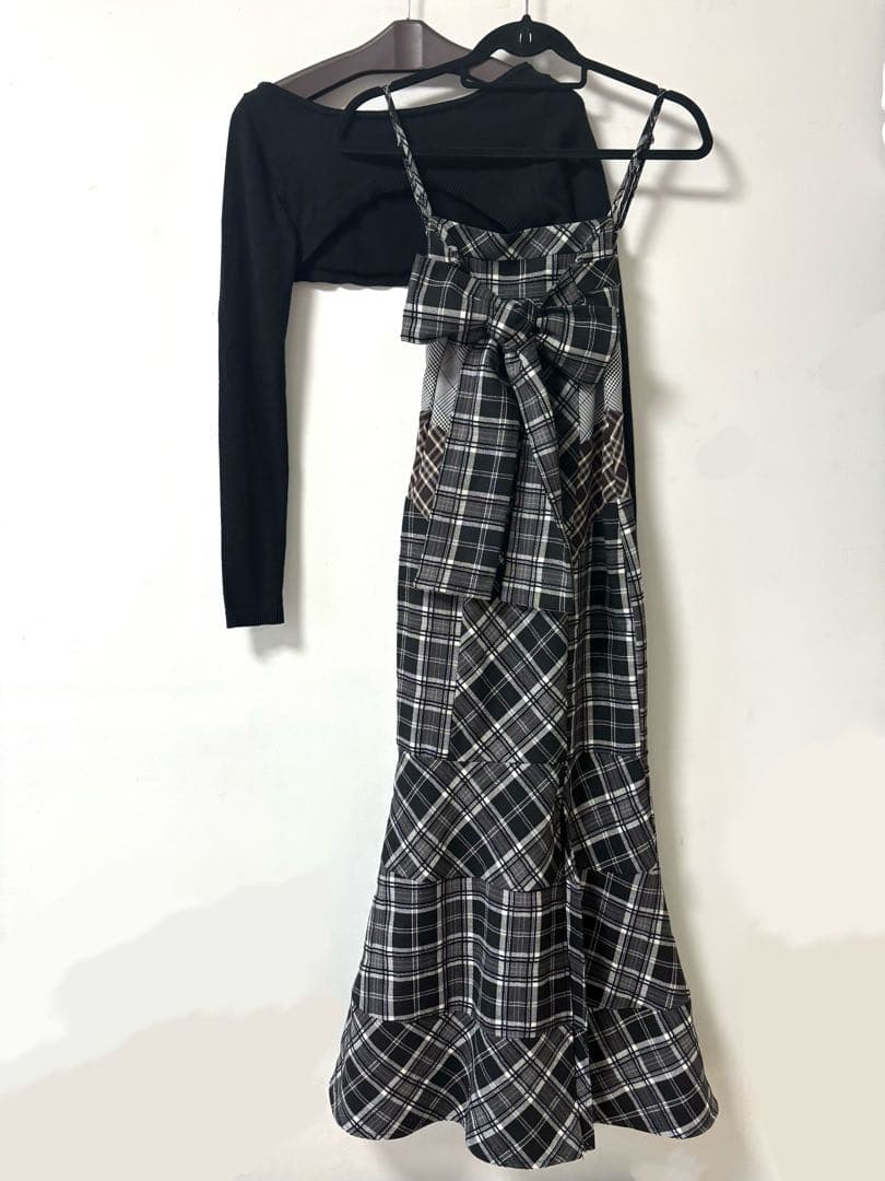 アンドマリー ワンピース Juni check dress ブラック M