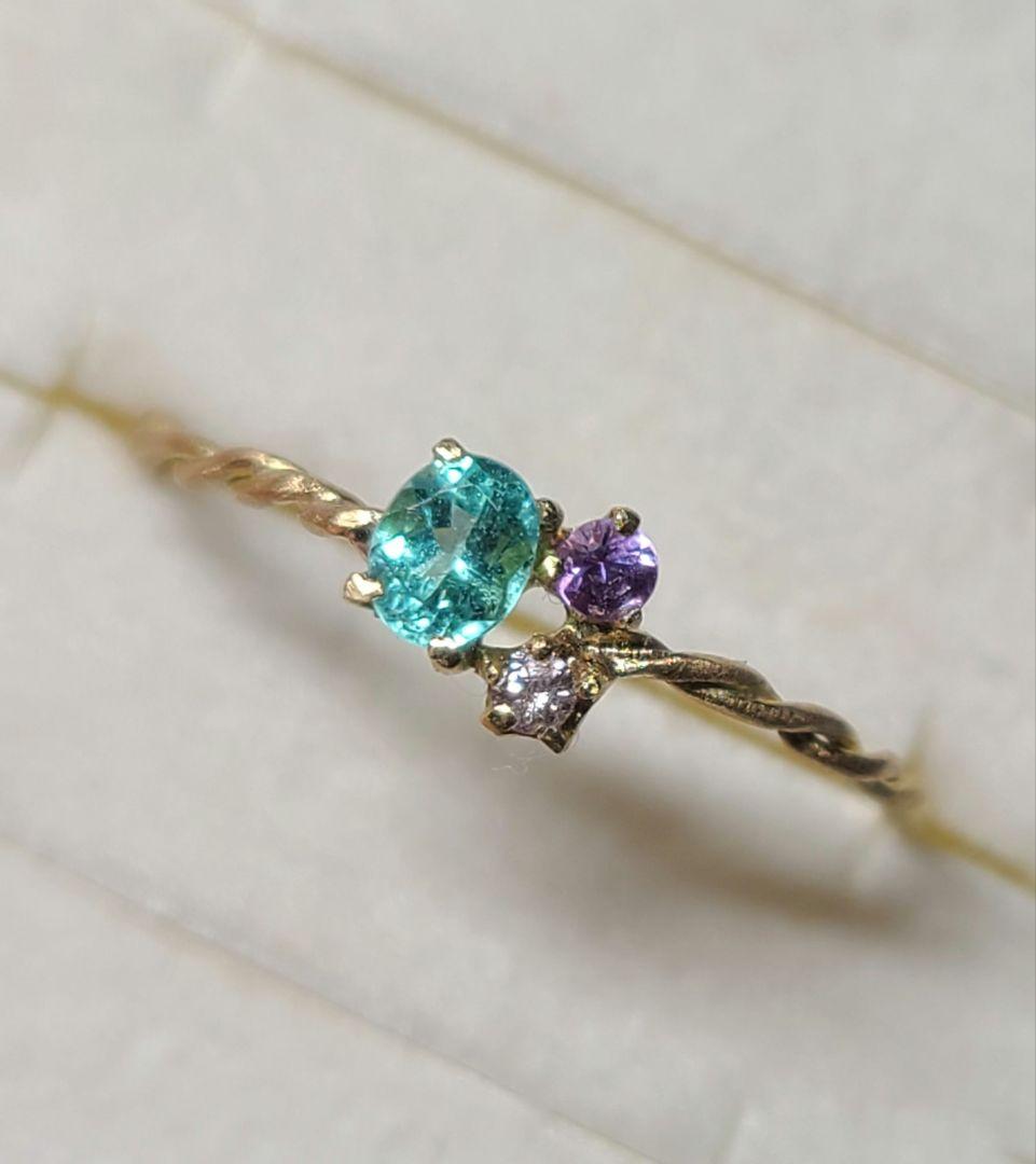 ミラノ★非加熱アイオライトサンストーン、パライバトルマリン★リングオーダー