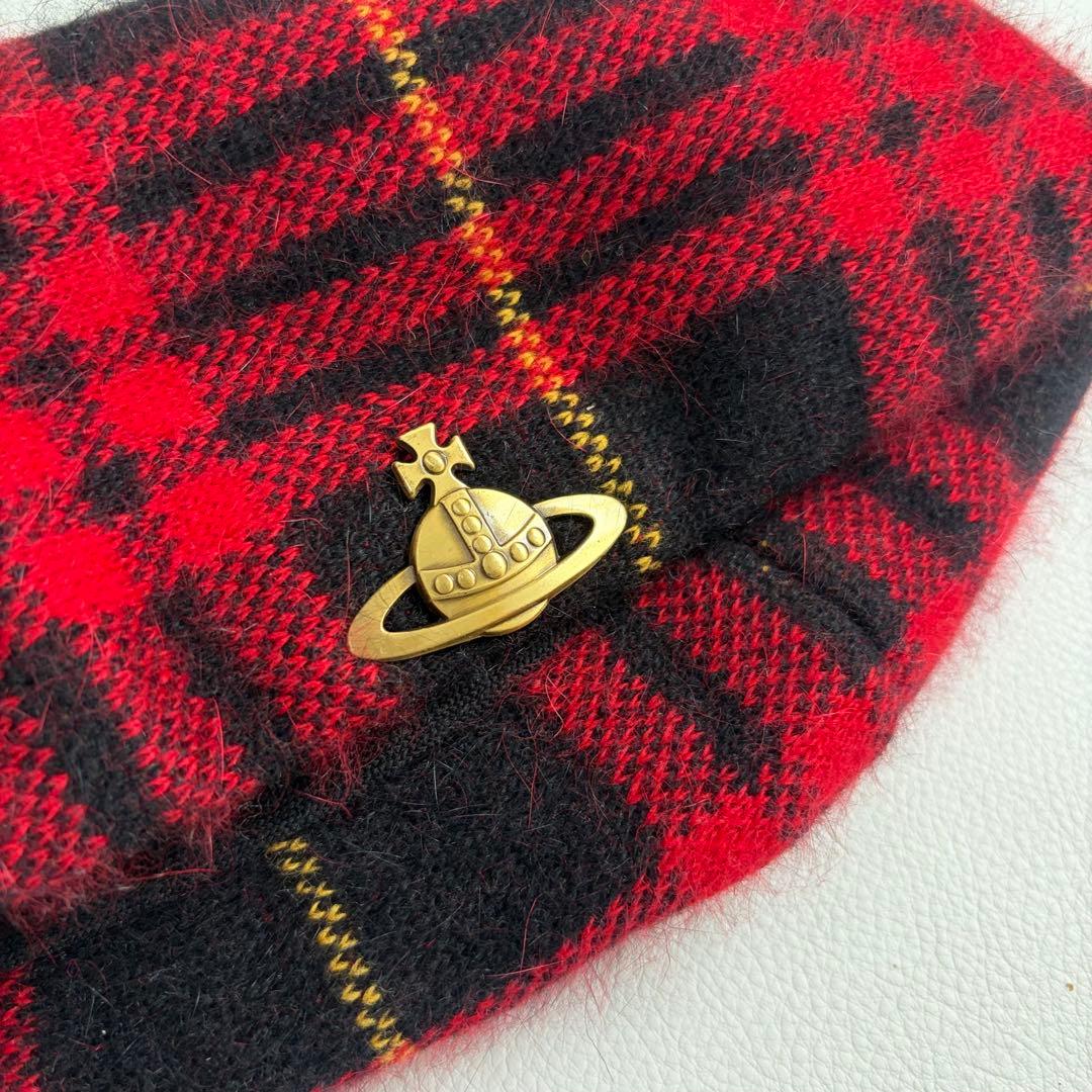 ヴィヴィアンウエストウッド　メタルオーブロゴ チェック　ベレー帽