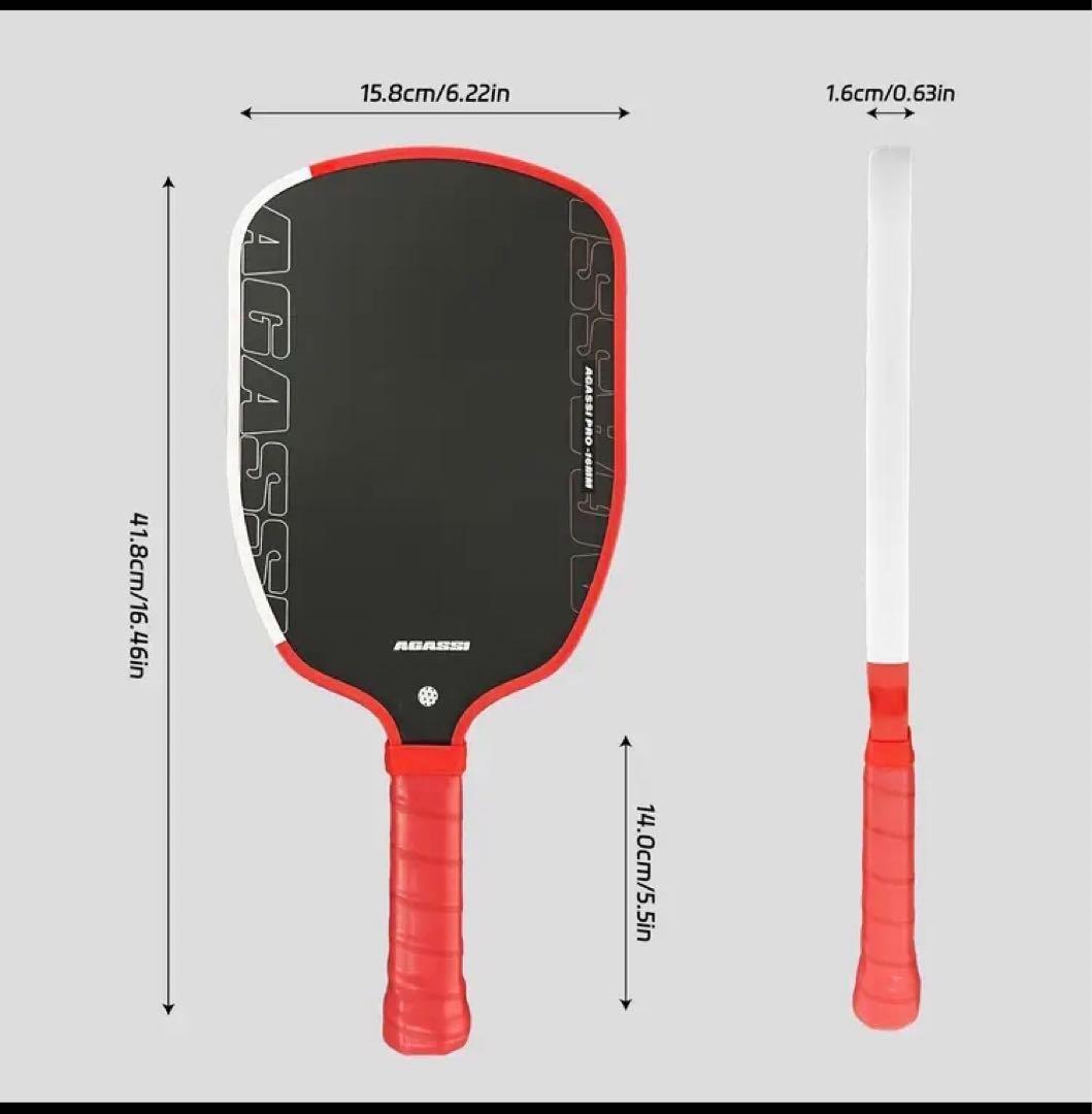 新品‼︎AGASSI PRO16mm T700 ピックルボール パドル228g