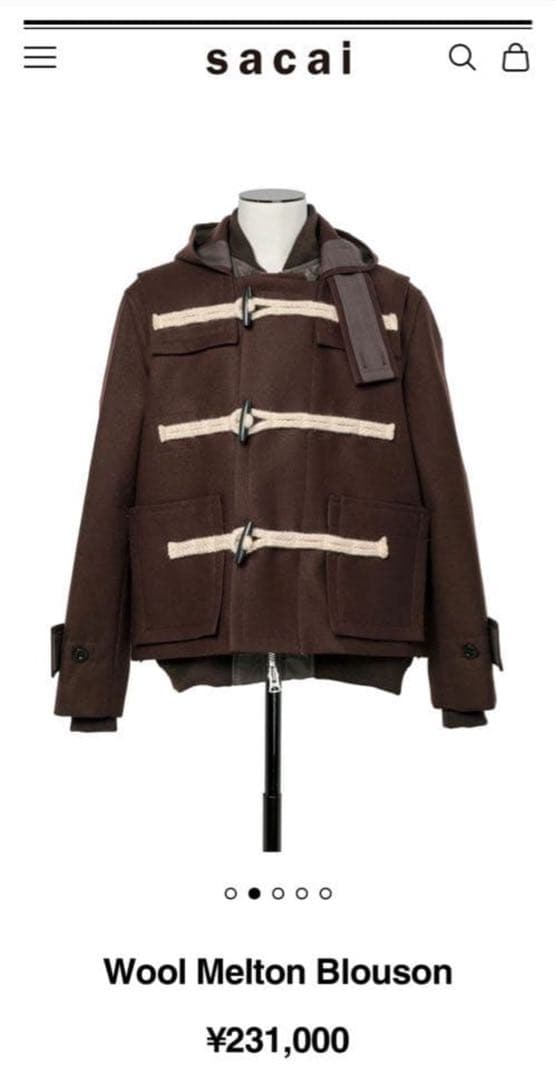 sacai 25AW メルトンダッフルショートコート　サイズ1