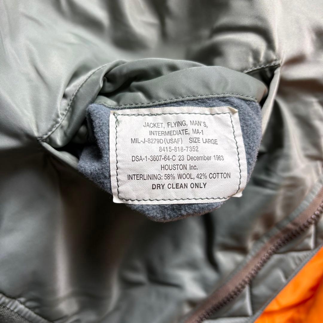 極美品　HOUSTON ヒューストン　MA-1 フライトジャケット　Lサイズ