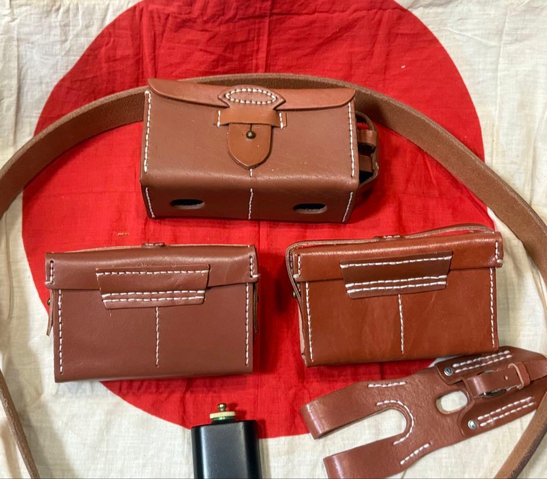 オイル缶付 日本軍弾薬盒,剣刺,帯革★海軍陸戦隊、兵士個人装備セット　複製品