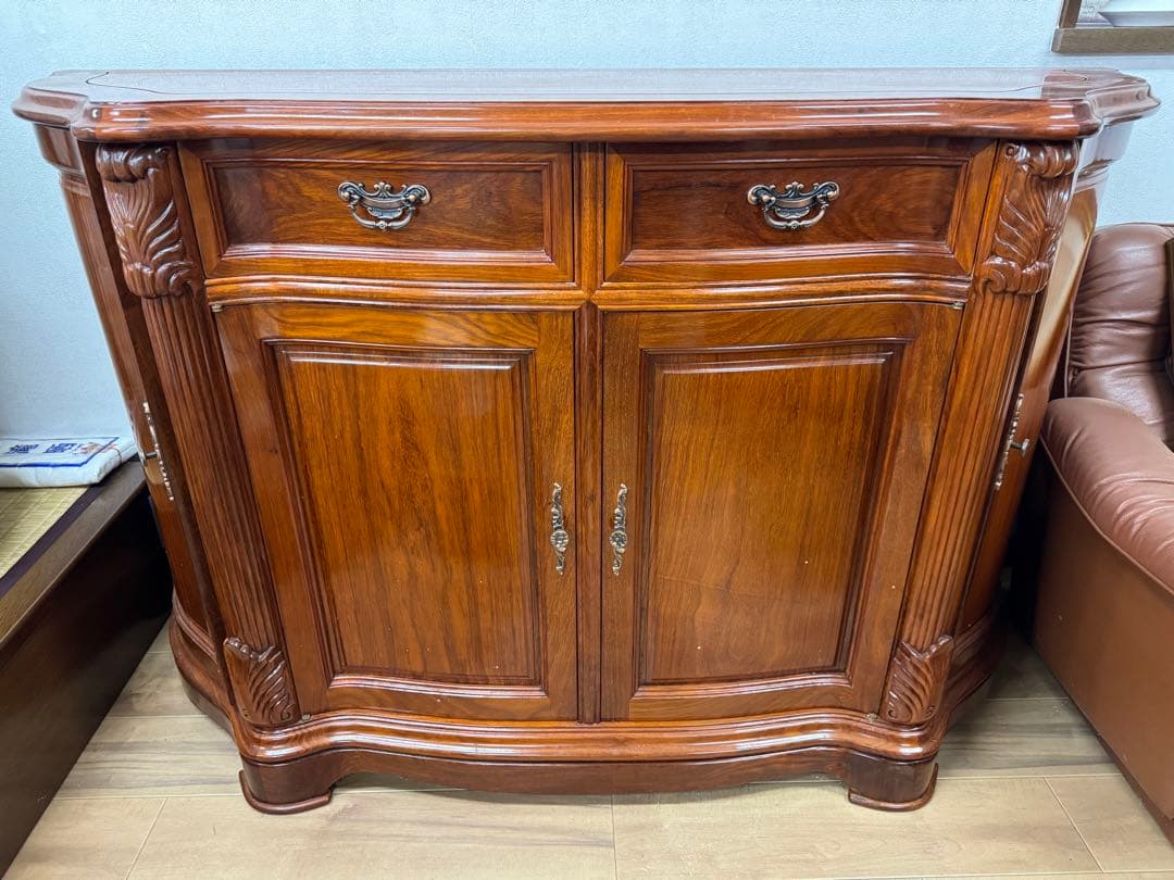 奈良発 アンティーク キャビネット コンソール サイドボード 西洋象嵌クラシック