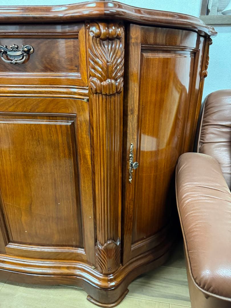 奈良発 アンティーク キャビネット コンソール サイドボード 西洋象嵌クラシック