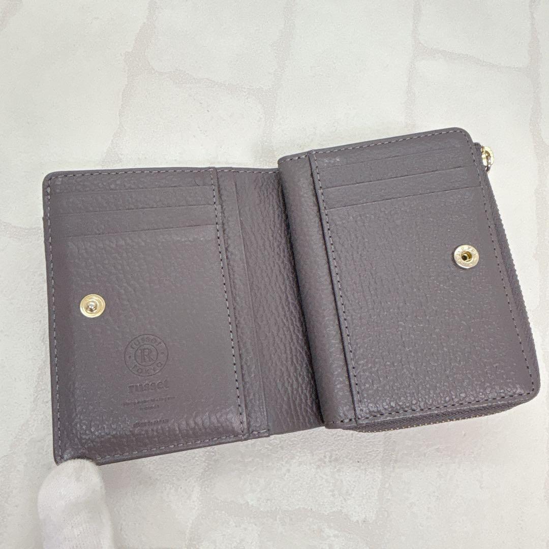 美品✨ラシット 折財布 モノグラムハーフウォレット グレー ラウンドジップ