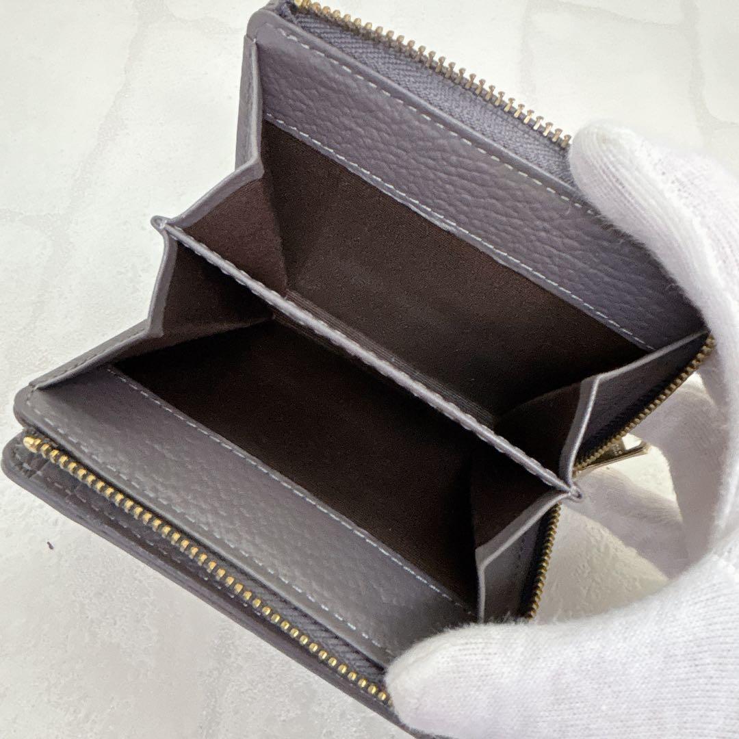 美品✨ラシット 折財布 モノグラムハーフウォレット グレー ラウンドジップ