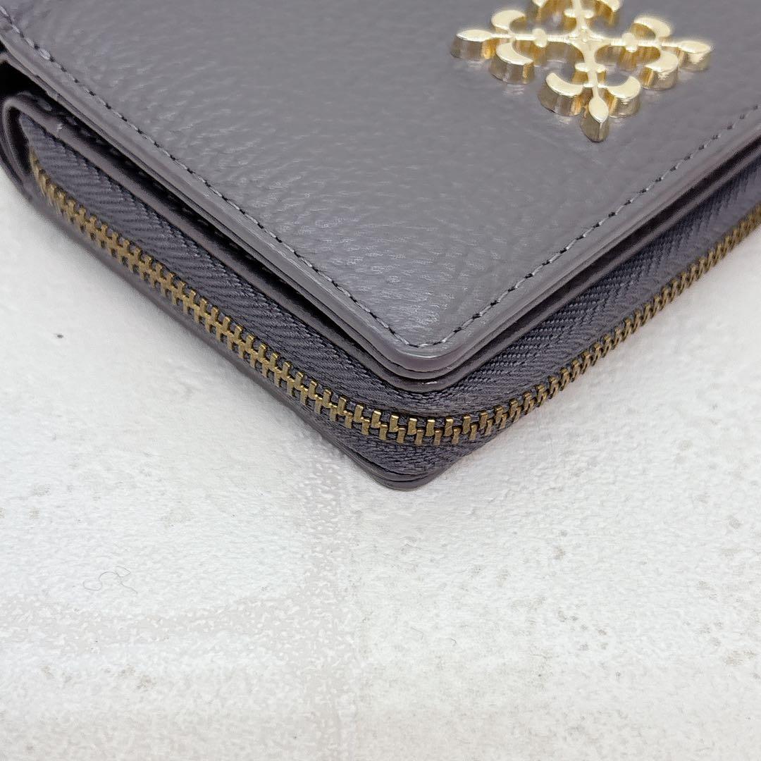美品✨ラシット 折財布 モノグラムハーフウォレット グレー ラウンドジップ